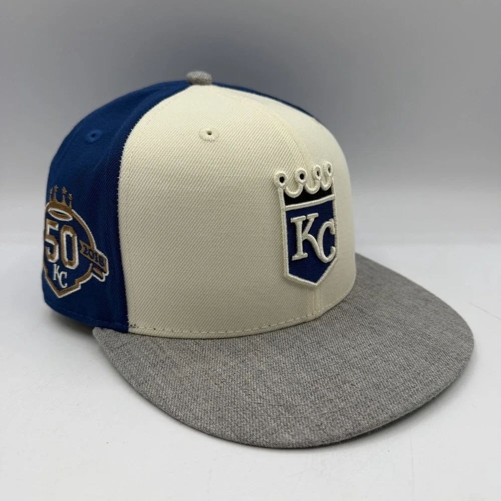 Mitchell & Ness Kansas City‎ Royals Hat Cap Sz 6 7/8 Liberty Fit 50 Years Patch